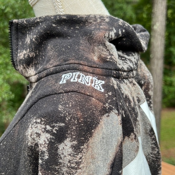 Custom Bleach Dyed Victoria’s Secret PINK Pullover 1/4 Sweater Women M Big Logo - Picture 8 of 10